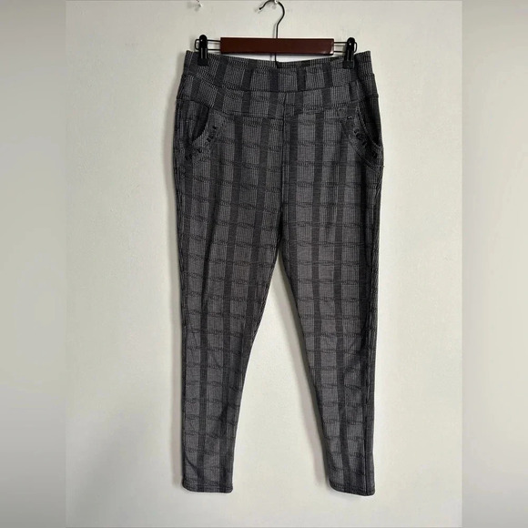 Women's XL‎ Houndstooth Stretch Leggings Fleece Lined Pull On Preppy Acadamia - Picture 1 of 14